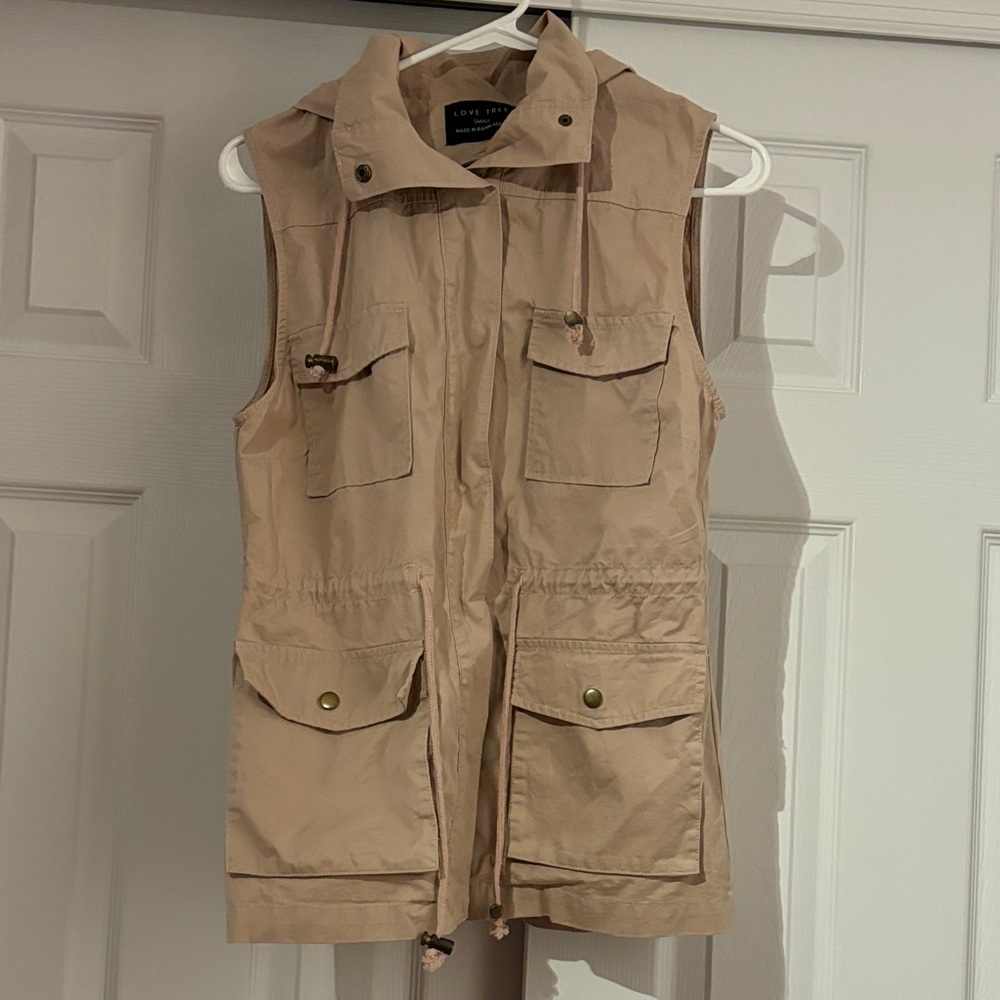 Light Pink Hooded Vest with Pockets